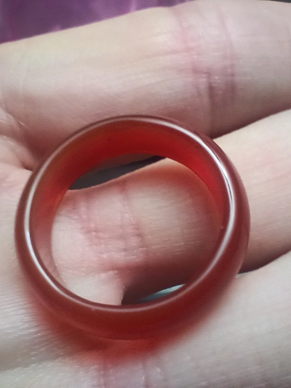 Red Agate-Look Smooth Dome Ring